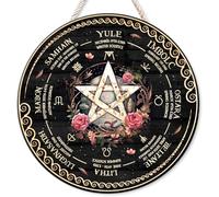 RIVEENY Wheel of the Year Wall Hanging, 12in Sabbats Pagan Witch Sign, Wicca Calendar, Yule Altar, Celestial Sign, Christmas & Halloween Decor (GJ051)