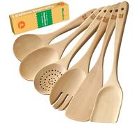Riveira Maple Wooden Spoons for Cooking Set of 6 - Natural Maple Wooden Cooking Utensils, Wooden Spatula, Wooden Spoon - Premium Quality Wooden Utensil Set for Non-Toxic Cooking