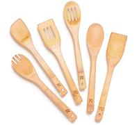 Riveira Wooden Spoons for Cooking 6-Piece Bamboo Utensil Set Apartment Essentials Wood Spatula Spoon Nonstick Premium Quality Housewarming Gifts Wooden Utensils for Everyday Use