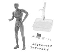 Riven Flexible Mannequins, PVC Artists Manikin Action Figure Drawing Model with Pedestal Stand for Sketching, Painting, Drawing (Grey Male)