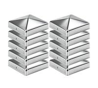 Riven Pack of 10 Post Caps, with 10 Screws, Galvanised Metal Post Caps in Pyramid Shape(10 x 10 cm)