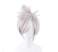 Riven the Blade of Exile Wig Cosplay Costume Short Silver White Synthetic Hair Wigs with Chip Ponytail + Hairnet