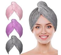 Rivenara POPCHOSE Microfiber Hair Towel Wrap Ultra Absorbent, Fast Drying Hair Turban Soft, No Frizz Hair Wrap Towels for Women Wet Hair, Curly, Longer, Thicker Hair