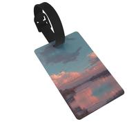 River and The Great Sky Print 5pcs Luggage Tags for Suitcases,Cute Suitcase Tag Identifiers for Baggage Tag for Cruise Airport Travel PVC