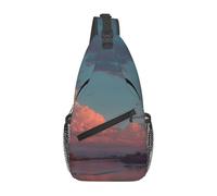 River and The Great Sky Print Crossbody Sling Backpack Sling Bag Travel Hiking Chest Bag | Lightweight Foldable Crossbody Bag