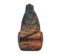River and The Great Sky Print Crossbody Sling Backpack Sling Bag Travel Hiking Chest Bag | Lightweight Foldable Crossbody Bag