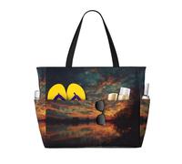 River and The Great Sky Print Large Capacity Beach Travel Bag, Waterproof Beach Tote Bag with Zip and Pocket, Tote Bags for Traveling, Shopping, Pool