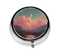 River and The Great Sky Print Personalised Portable Pillbox with,Mini Pillbox Compact and Convenient Pill Organiser for Storing and Organising Pills