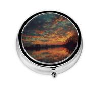 River and The Great Sky Print Personalised Portable Pillbox with,Mini Pillbox Compact and Convenient Pill Organiser for Storing and Organising Pills
