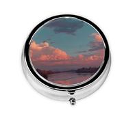 River and The Great Sky Print Personalised Portable Pillbox with,Mini Pillbox Compact and Convenient Pill Organiser for Storing and Organising Pills