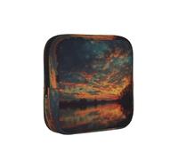 River and The Great Sky Print Sanitary Pad Storage Bag, Sanitary Pad Bags, Portable Period Bag with Zipper for Female Girls