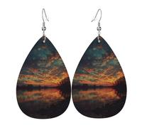 River And The Great Sky Printed Drop-Shaped Silver Plated Earrings Are Fashionable And Lightweight. Suitable For Various Occasions And Daily Wear