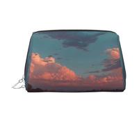 River and The Great Sky Printed Portable Leather Cosmetic Bag, Suitable for Storing Cosmetics, Etc