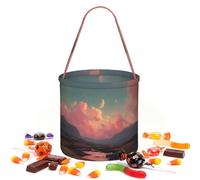 River And The Great Sky Printed Round Portable Candy Bag, Environmental Protection And Simple Style Candy Snack Storage Bag.