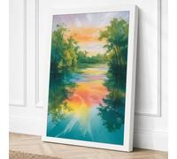 River at Dawn Scandinavian Canvas Wall Art Print 30x20 Inch