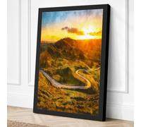 River at Sunset Landscape Canvas Wall Art Print 30x20 Inch (76 x 51 cm)