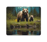 River Bear Mom Mouse Pads Custom Design, Waterproof Gaming Mousepad Washable Computer Mousepads with Non-Slip Rubber Base Square Mouse Mat for Laptop Office Home 10 x 12 inch