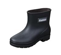 River Berry Boots Rain Boots for Womens Ankle Rainboot Slip Garden Boot Rubber Shoes (Black, 5)