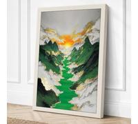 River Between Peaks Canvas Wall Art Print 30x20 Inch