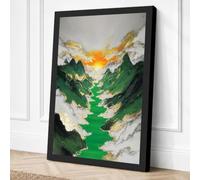 River Between Peaks Canvas Wall Art Print 36x24 Inch