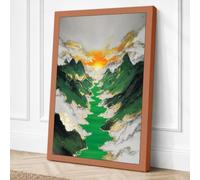 River Between Peaks Modern Canvas Wall Art Print 18x12 Inch (46 x 30 cm)
