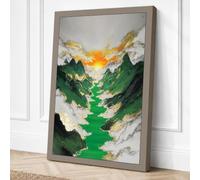 River Between Peaks Modern Canvas Wall Art Print 18x12 Inch (46 x 30 cm)