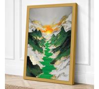River Between Peaks Modern Canvas Wall Art Print 18x12 Inch (46 x 30 cm)