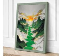 River Between Peaks Modern Canvas Wall Art Print 24x16 Inch (61 x 41 cm)