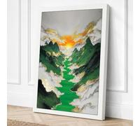 River Between Peaks Modern Canvas Wall Art Print 36x24 Inch (91 x 61 cm)