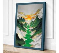 River Between Peaks Modern Canvas Wall Art Print 36x24 Inch (91 x 61 cm)
