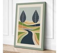 River Between Trees Japandi Canvas Wall Art Print 24x16 Inch (61 x 41 cm)