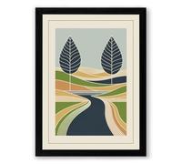 River Between Trees Japandi Framed Wall Art Print A3 (42×29.7cm) Black, Wall Decor for Living Room, Bedroom, Office & Home, Ready to Hang, Art Gift