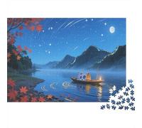 River Boat Jigsaw Puzzles Puzzles for Adults Kids. 1000 Piece Starry Night Sky Whimsical Challenge Toy Educational Game Home Decoration for Adults& Kids Age 14 Years Up 1000pcs (75x50cm)