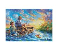 River Boating 300 Piece Jigsaw Puzzle for Adults Teens River Boat Sunset Jigsaw Festive Gathering Family Bonding Whimsical Design Great Gift for Loved Ones 300 PCS