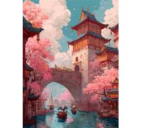 River Bridge 3000 Piece Jigsaw Puzzles for Adults, Colourful, Challenging & Brainteasing Adult puzzles 3000 Pieces Boat, Fun jigsaws for The Whole Family 48x32 inch