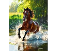 River Brown Horse 120 Piece Jigsaw Puzzles for Adults, Fun jigsaw puzzles 120 pieces, Challenging Puzzle Perfect for Game Nights, Finished Puzzle Size is 25x20cm