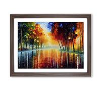 River By The Trees Vol.5 Abstract Framed Print | A2 Walnut Framed Wall Art | Ready to Hang | Abstract Floral Picture | Living Room Bedroom Lounge Office