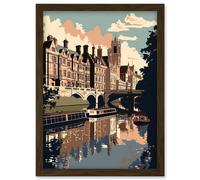 River Cam and University of Cambridge Buildings Artwork Framed Wall Art Print A4 Artery8 Brown One Size