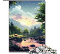 River Camping Puzzles for Teenagers Teens 1000pc Puzzle, Learning Educational Toys Family Games with Matching Poster And Trivia Sheet (50x75cm)