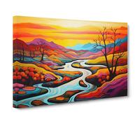 River Colour Field No.2 Canvas Print | Gallery Wrapped 30mm Frame Wall Art | 30x20 inches | Ready to Hang | Modern Landscape Picture | Living Room Bedroom Lounge Office