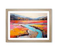River Colour Field No.3 Framed Print | A2 Oak Framed Wall Art | Ready to Hang | Modern Landscape Picture | Living Room Bedroom Lounge Office