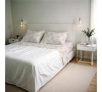 River Cotton Double Bed Sheet Set, Made in Italy - Complete Bed Set, Fitted Sheet, Top Sheet 240 x 300 cm and 2 Pillowcases with Inner Flap (Double, Kura)
