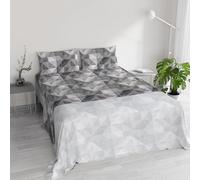 River Cotton Double Bed Sheet Set, Made in Italy - Complete Bed Set, Fitted Sheet, Top Sheet 240 x 300 cm and 2 Pillowcases with Inner Flap (Double, Sepik Grey)