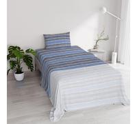 River Cotton Single Bed Sheet Set, Made in Italy - Complete Bed Set, Fitted Sheet, Top Sheet 90 x 200 cm and Pillowcase with Inner Flap (Single, Rio Blue)