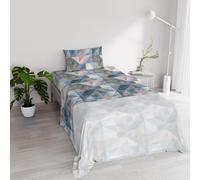 River Cotton Single Bed Sheet Set, Made in Italy - Complete Bed Set, Fitted Sheet, Top Sheet 90 x 200 cm and Pillowcase with Inner Flap (Single, Sepik Blue)
