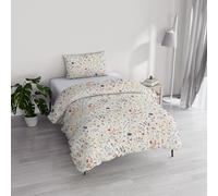 River Cotton Single Duvet Cover Set, Made in Italy - Duvet Cover Set - Duvet Cover 150 x 200 cm with Double Flap and Pillow Cases (Single, Time)