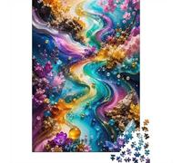 River Crystal Flower 1000pcs Mini Puzzle For Family Challenging | 52x38cm Cardboard Living Room Decor Premium Craftsmanship Birthday Gift Mind Relaxation