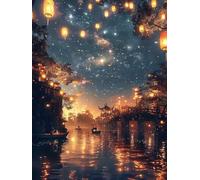 River Diamond Art Kits Adults, 5D Diamond Painting Starry Sky, DIY Full Drill Cross Stitch Embroidery Crystal Art Kits, Crafts for Adults, Paintings for Home Wall Decor, Gifts for Women 32x44in Y-9736