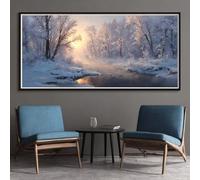 River Diamond Art Kits Adults, DIY 5D Large Diamond Painting Winter Landscape Full Square Drill Crystal Art Kits 31.5x63 Inch, Embroidery Cross Stitch Canvas Painting by Numbers for Home Decor (SQ46)