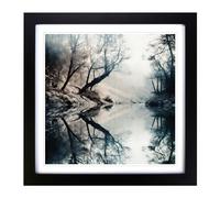River Double Exposure Framed Print | 18x18 Inch Black Framed Wall Art | Ready to Hang | Modern Landscape Picture | Living Room Bedroom Lounge Office